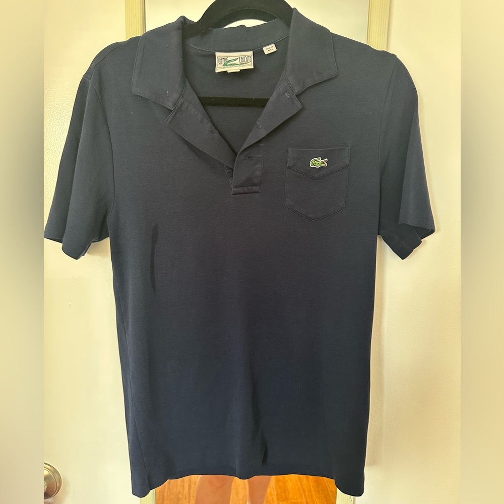 Lacoste Retro Cotton Polo with Pocket. Men XS or Women S. Navy Blue